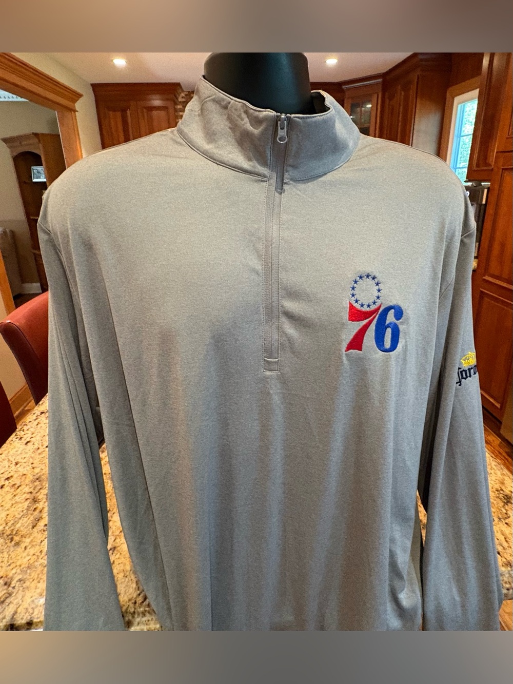 Philadelphia 76ers Gray 1/4 Zip Pullover